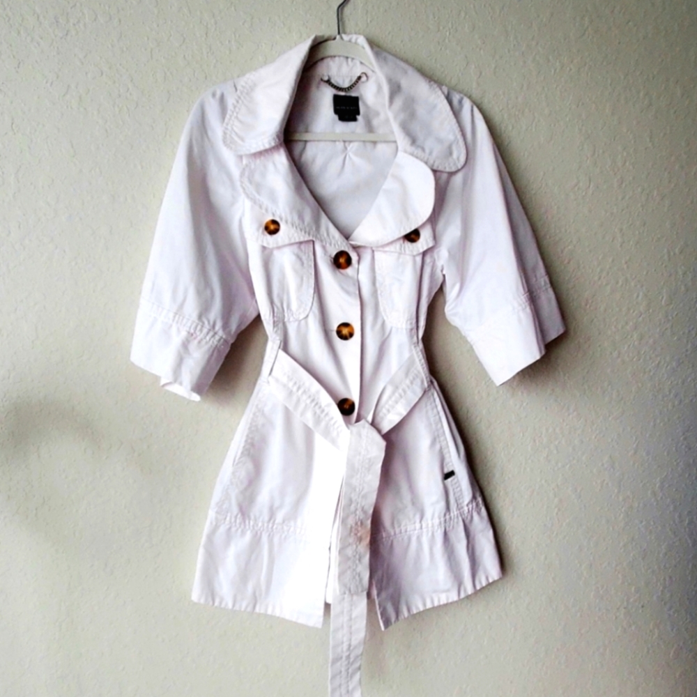Miss Sixty Vintage Off White Belted Peacoat Waterproof Jacket